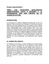 ENSAYO ARGUMENTATIVO SOBRE EL USO DE TELEFONOS INTELIGENTES E INTERNET. Página 1