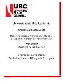 Reporte de lectura “Financiamiento de la educación, inversiones y rendimientos”. Página 1