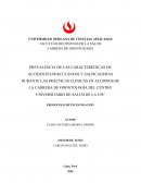 PREVALENCIA DE LAS CARACTERÍSTICAS DE ACCIDENTES PERCUTÁNEOS Y SALPICADURAS