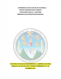AUDITORÍA DE ESTADOS FINANCIEROS DE LA EMPRESA ELECTRICA MUNICIPAL DE GUALAN POR EL PERÍODO TERMINADO EL 31 DE DICIEMBRE 2016. Página 1
