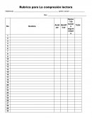 Rúbrica de comprensión lectora