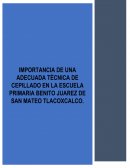 IMPORTANCIA DE UNA ADECUADA TÈCNICA DE CEPILLADO EN LA ESCUELA PRIMARIA BENITO JUAREZ DE SAN MATEO TLACOXCALCO.
