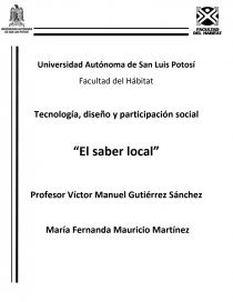 El saber local. Página 1