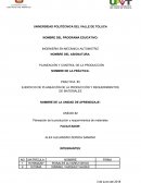 PRACTICA #3 EJERCICIO DE PLANEACIÓN DE LA PRODUCCIÓN Y REQUERIMIENTOS DE MATERIALES