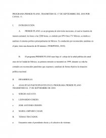 Ensayo sobre programa primer plano. Página 1
