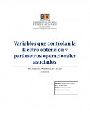 Variables que controlan la Electro obtención y parámetros operacionales asociados