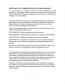 IMPORTANCIA DE LA ADMINISTRACION DE RECURSOS HUMANOS