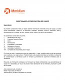 CUESTIONARIO DE DESCRIPCIÓN DE CARGO