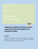 AUMENTAR EL SUMINSTRO DE PRODUCTOS EN EL ALMACEN DE UN CINE PARA AUMENTAR LOS INGRESOS DEL MISMO.