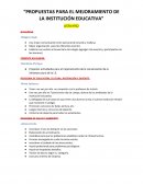Propuestas para el mejoramiento de la Institución Educativa
