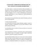 LA EDUCACIÓN Y FORMACIÓN DE PERSONAS ADULTAS EN EL CONTEXTO DE UN MUNDO INFORMATIZADO