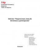 Informe: “Empowermet, toma de decisiones y participación”