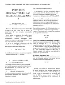 CIRCUITOS RESONANTES EN LAS TELECOMUNICACIONES INTRODUCCIÓN. Página 1