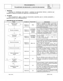 Procedimiento de elaboración y control de documentos. Página 1
