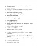 Funciones y tareas corresponden al Departamento del Hotel