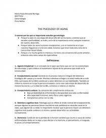 Definiciones de la Vejez. Página 1