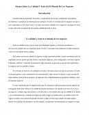 Ensayo Sobre La Calidad Y Éxito En El Mundo De Los Negocios