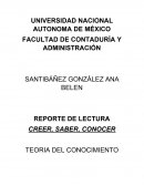 CREER, SABER, CONOCER TEORIA DEL CONOCIMIENTO