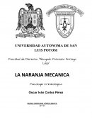 LA NARANJA MECANICA. Psicología Criminológica