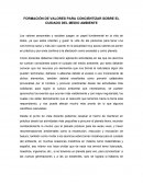 FORMACIÓN DE VALORES PARA CONCIENTIZAR SOBRE EL CUIDADO DEL MEDIO AMBIENTE