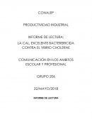 LA CAL, EXCELENTE BACTERERICIDA CONTRA EL VIBRIO CHOLERAE