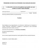 PROGRAMA DE INICIO DE ACTIVIDADES CICLO ESCOLAR 2018-2019