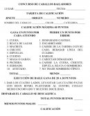 TARJETA DE CALIFICACIÓN CONCURSO DE CABALLOS BAILADORES