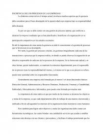 INCIDENCIA DE LOS PROCESOS EN LAS EMPRESAS. Página 1
