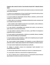 Preguntas sobre control de lectura “Curso Derecho Procesal Civil”. Página 1