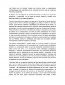 FACTORES QUE SE DEBEN TOMAR EN CUENTA PARA LA ENSEÑANZA