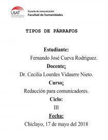 EJEMPLOS DE TIPOS DE PARRAFOS. Página 1