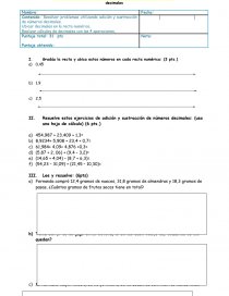 Evaluacion decimales 6 basico. Página 1