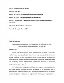 Desmotivación laboral como un principal factor de la declinación en la productividad de una empresa y sus trabajadores. Página 1