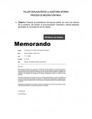 TALLER: REALIZACIÓN DE LA AUDITORÍA INTERNA PROCESO DE MEJORA CONTINUA.