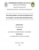 REFLEXIÓN SOBRE EL ESTUDIO EPISTEMOLÓGICO DE ACUERDO A SUS MAYORES REPRESENTANTES