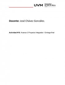 Actividad #10: Avance 3 Proyecto Integrador / Entrega final. Página 1