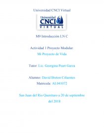 Actividad 1 Proyecto Modular: Mi Proyecto de Vida. Página 1