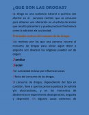 ¿QUE SON LAS DROGAS? Principales motivos del consumo de las drogas