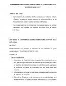 CUMBRES DE LAS NACIONES UNIDAD SOBRE EL CAMBIO CLIMATICO ACUERDOS (2000 - 2017)