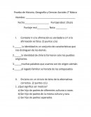 Prueba de Historia, Geografía y Ciencias Sociales 2° Básico