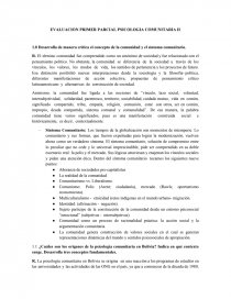 EVALUACION PRIMER PARCIAL PSICOLOGIA COMUNITARIA. Página 1