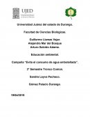 Educación ambiental. Campaña “Evita el consumo de agua embotellada”