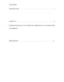 GENERALIDADES DE LOS CONTRATOS LABORALES EN LA LEGISLACIÓN COLOMBIANA. Página 1