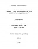 Taller "Generalidades de la gestión del talento humano y subprocesos"