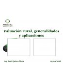 Valuación rural, generalidades y aplicaciones