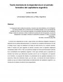 Teoría marxista de la dependencia en el periodo formativo del capitalismo argentina