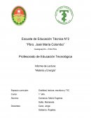 Informe de Lectura: “Materia y Energía”
