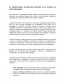 La transformacion de recursos humanos en la creacion de valor empresarial