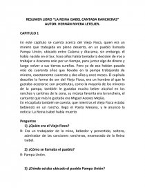 RESUMEN LIBRO “LA REINA ISABEL CANTABA RANCHERAS”. Página 1