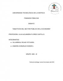 “OBJETIVOS DEL SECTOR PÚBLICO EN LA ECONOMÍA”. Página 1